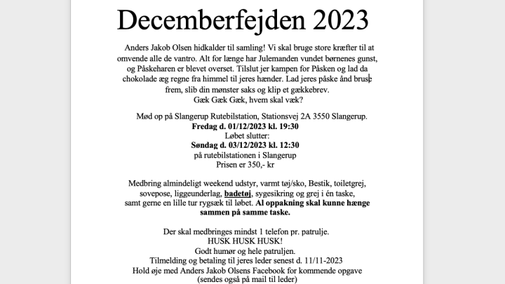Decemberfejde indbydelse